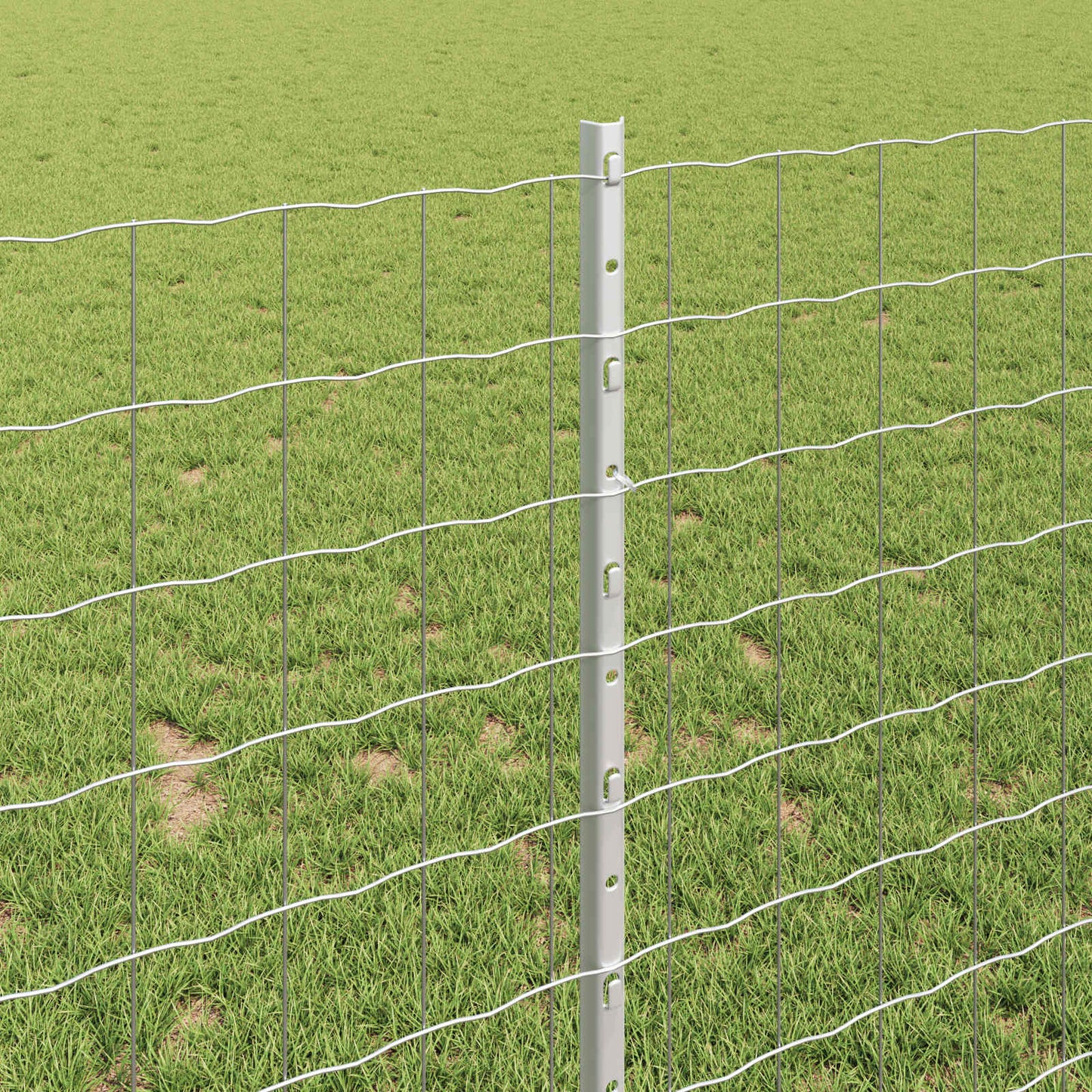 Euro Fence with Post 25 x 1 m Galvanised Steel Silver Mesh