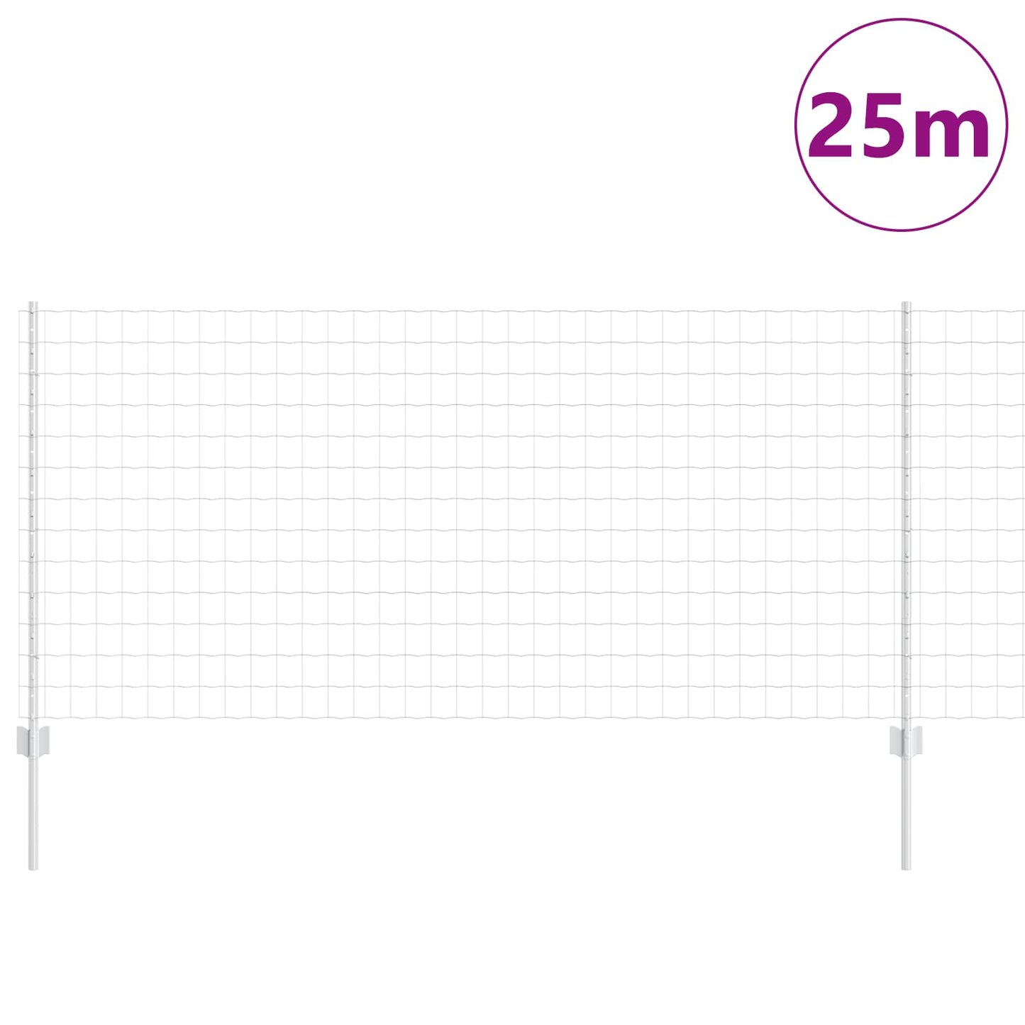 Euro Fence with Post 25 x 1 m Galvanised Steel Silver Mesh