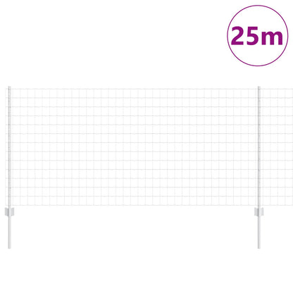 Euro Fence with Post 25 x 1 m Galvanised Steel Silver Mesh