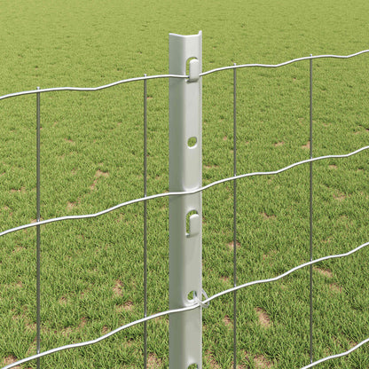 Euro Fence with Post 25 x 1.2 m Galvanised Steel Silver Mesh