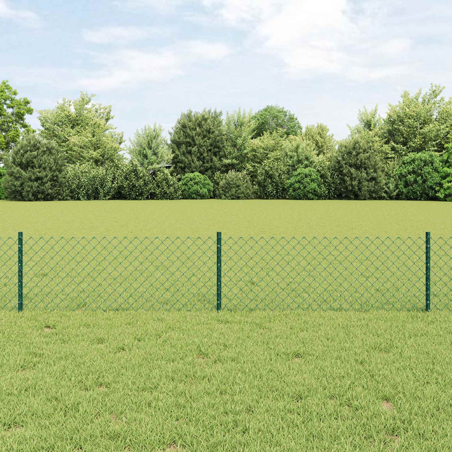Chainlink Fence with Post 10 x 0.4 m PVC-Coated Steel Green