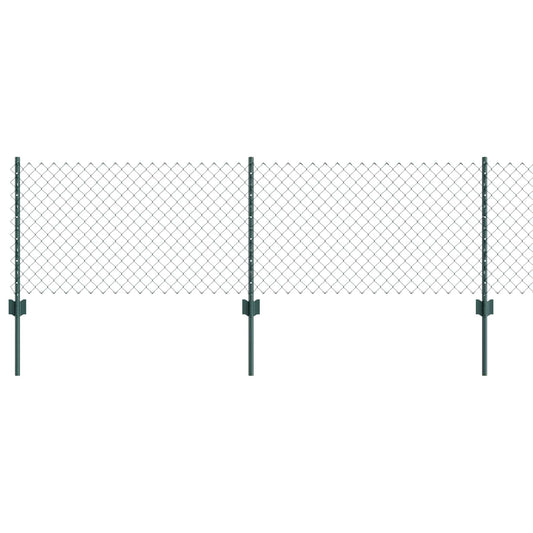 Chainlink Fence with Post 10 x 0.6 m PVC-Coated Steel Green