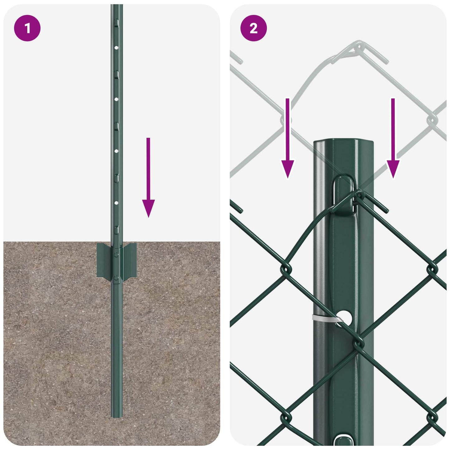 Chainlink Fence with Post 10 x 0.6 m PVC-Coated Steel Green