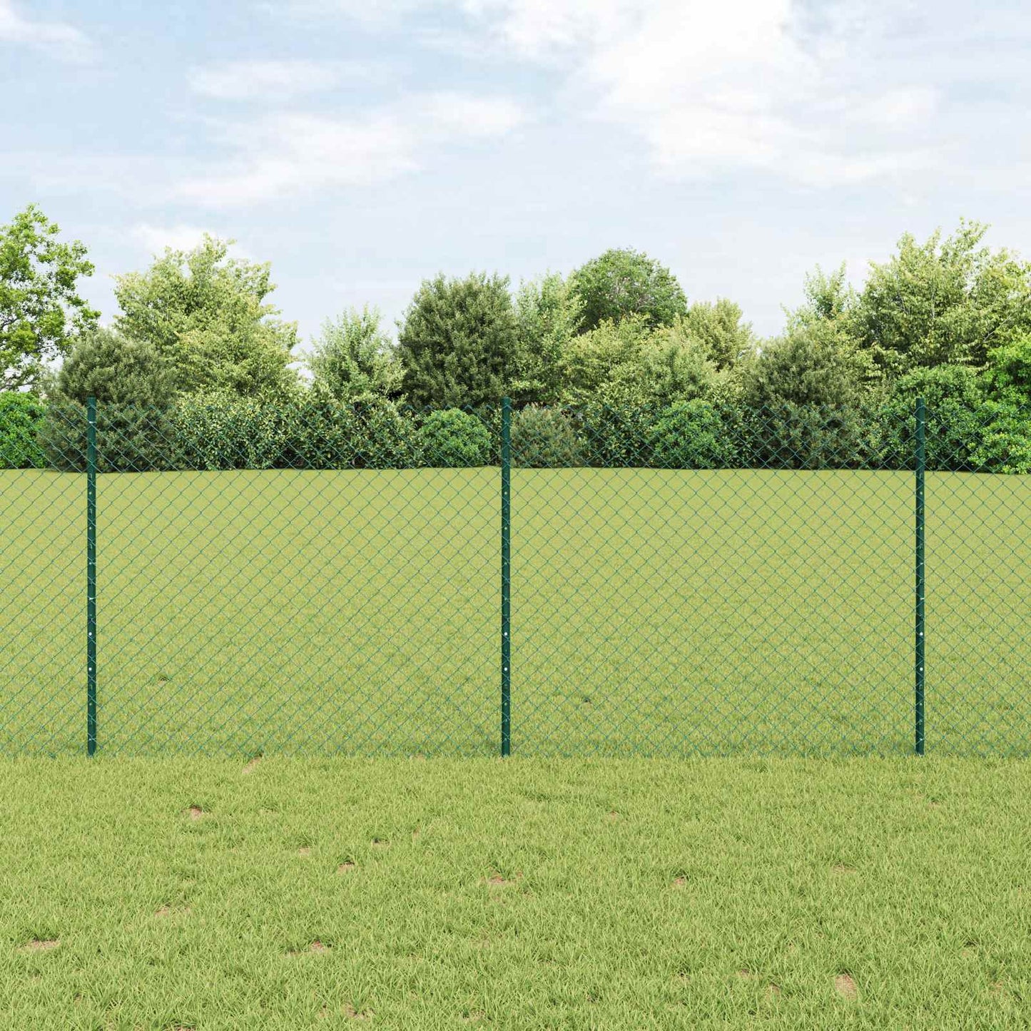 Chainlink Fence with Post 10 x 1 m PVC-Coated Steel Green Mesh