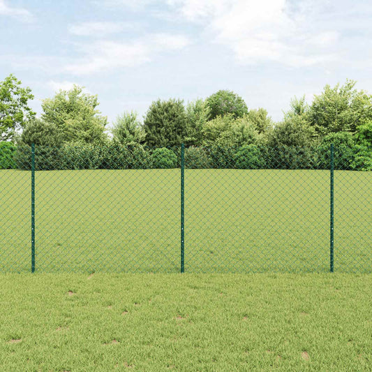Chainlink Fence with Post 10 x 1 m PVC-Coated Steel Green Mesh