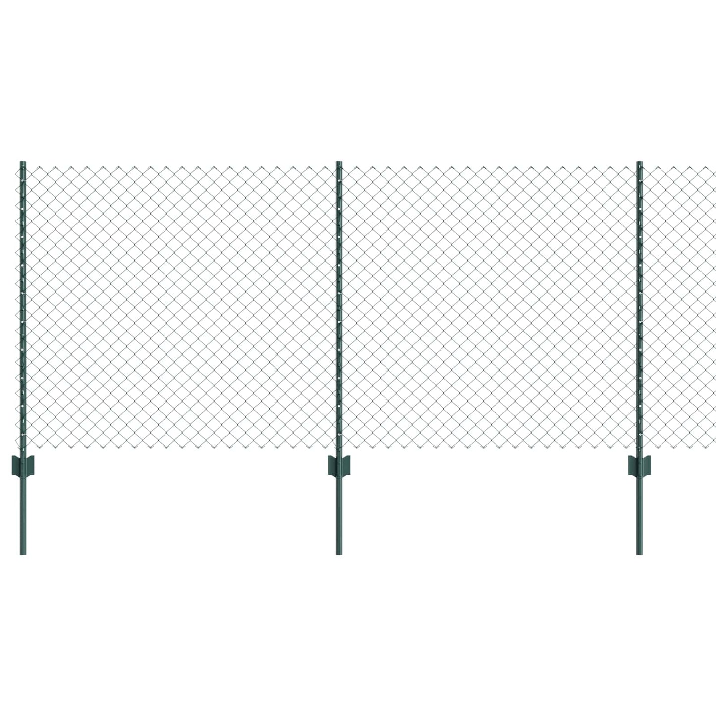 Chainlink Fence with Post 10 x 1 m PVC-Coated Steel Green Mesh