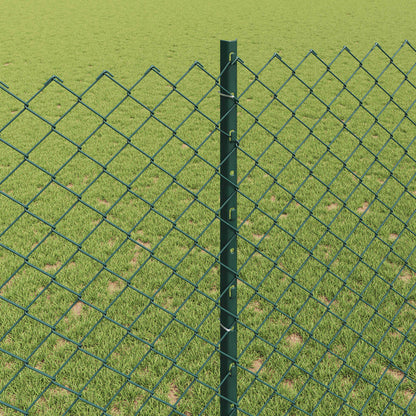 Chainlink Fence with Post 10 x 1.4 m PVC-Coated Steel Green
