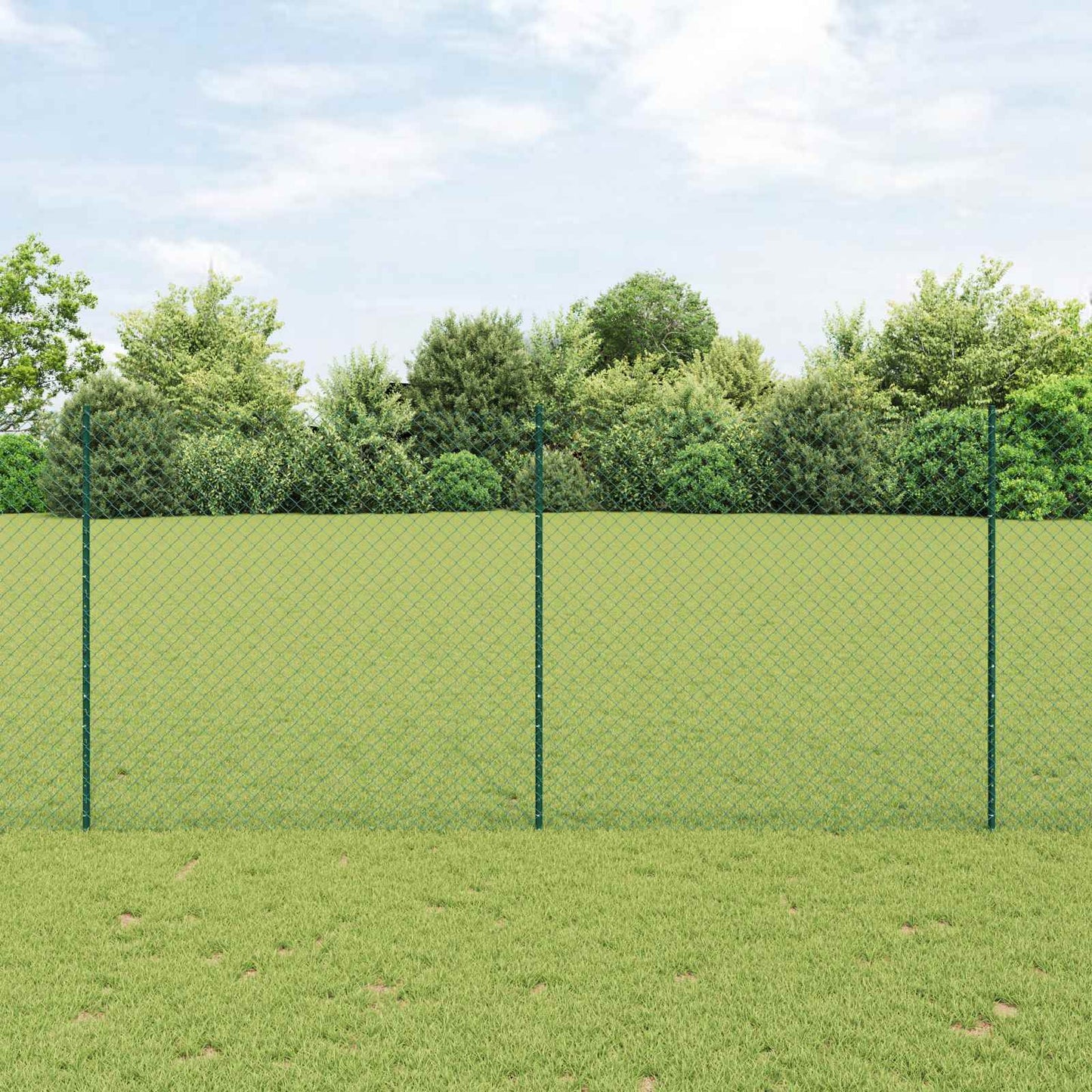 Chainlink Fence with Post 10 x 1.4 m PVC-Coated Steel Green