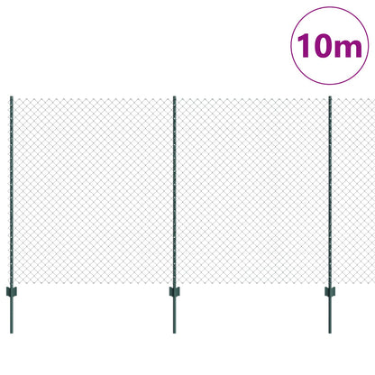Chainlink Fence with Post 10 x 1.4 m PVC-Coated Steel Green