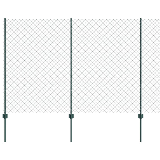 Chainlink Fence with Post 10 x 1.6 m PVC-Coated Steel Green