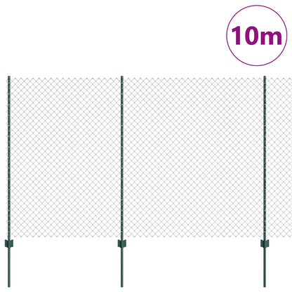 Chainlink Fence with Post 10 x 1.6 m PVC-Coated Steel Green