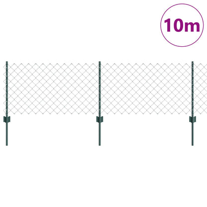 Chainlink Fence with Post 10 x 0.6 m PVC-Coated Steel Green
