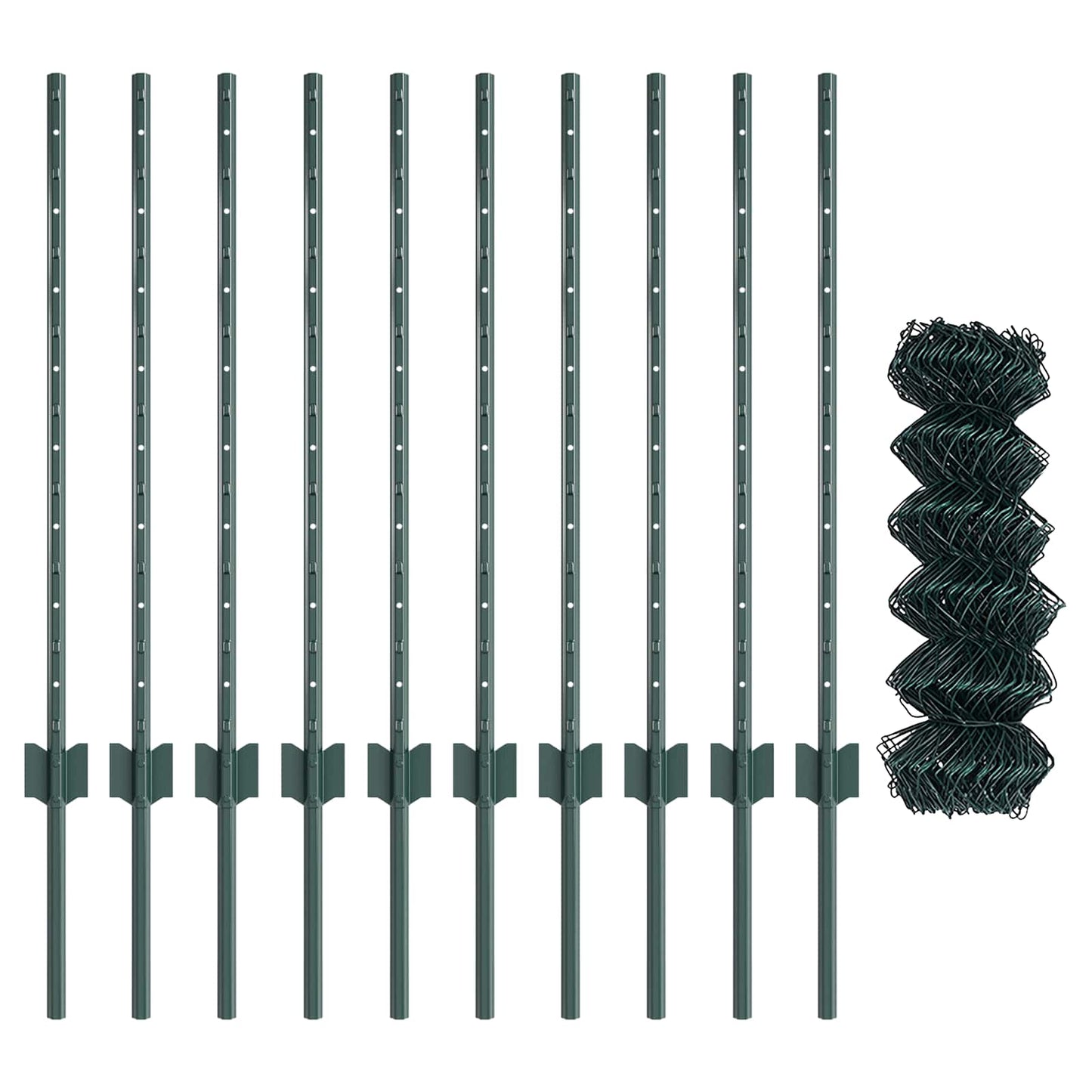 Chainlink Fence with Post 10 x 0.8 m PVC-Coated Steel Green