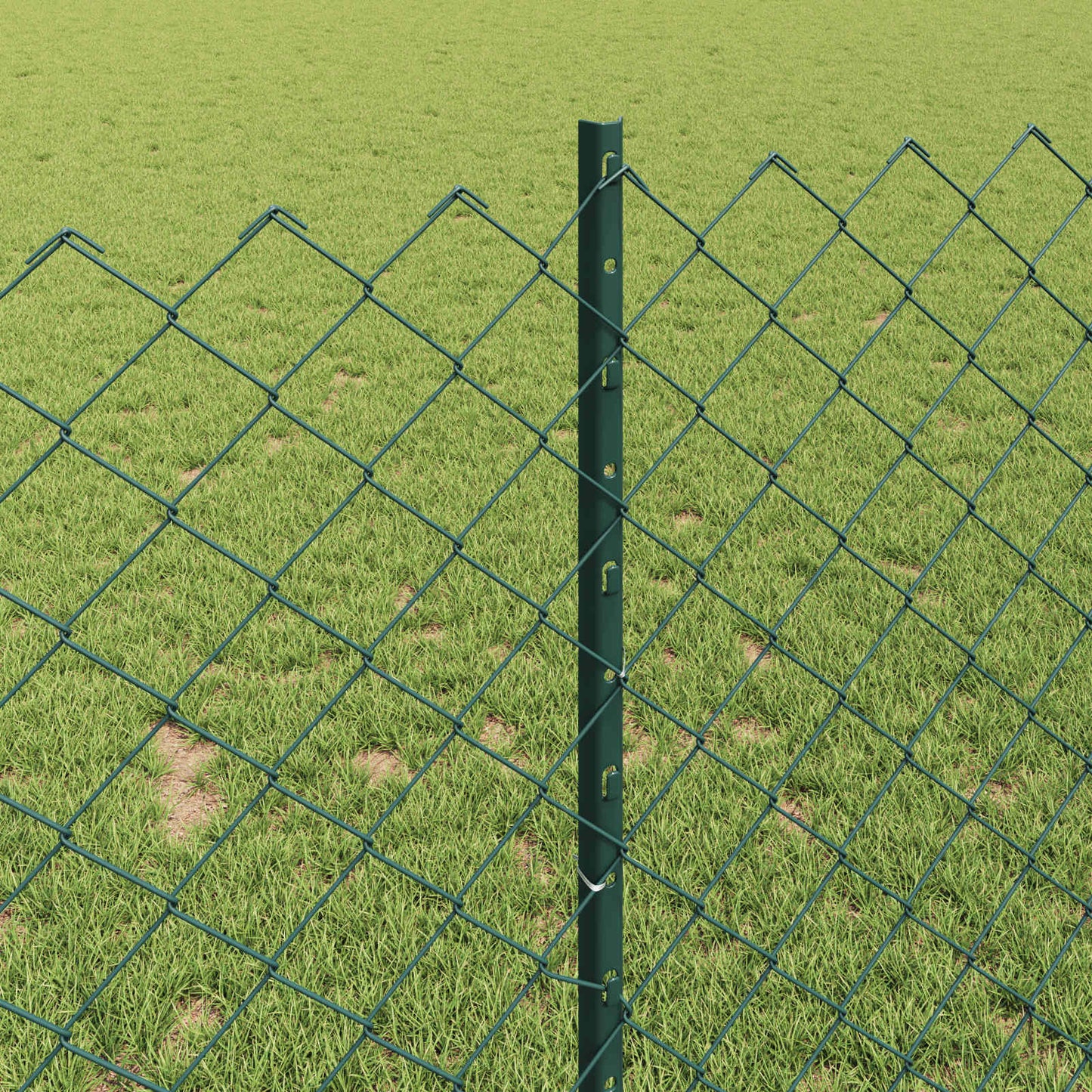 Chainlink Fence with Post 10 x 1 m PVC-Coated Steel Green Mesh