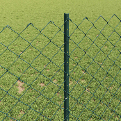 Chainlink Fence with Post 10 x 1 m PVC-Coated Steel Green Mesh