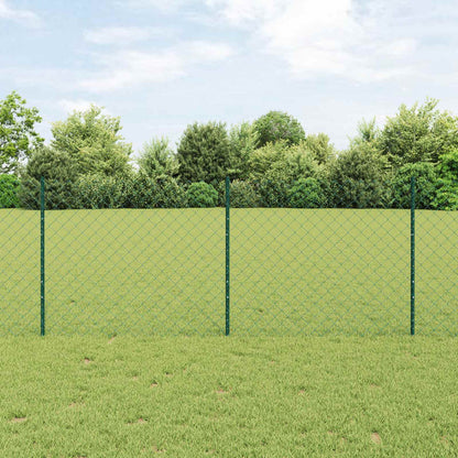 Chainlink Fence with Post 10 x 1 m PVC-Coated Steel Green Mesh