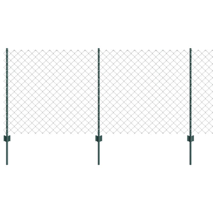 Chainlink Fence with Post 10 x 1 m PVC-Coated Steel Green Mesh