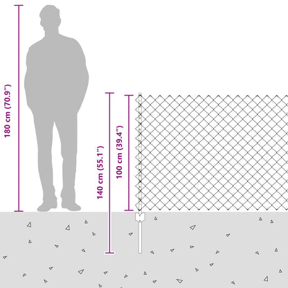 Chainlink Fence with Post 10 x 1 m PVC-Coated Steel Green Mesh