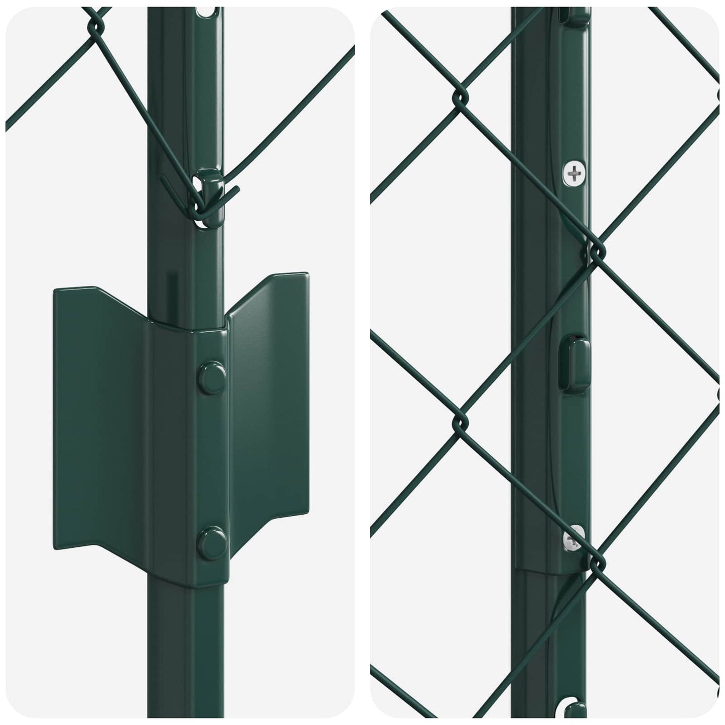 Chainlink Fence with Post 10 x 1.4 m PVC-Coated Steel Green