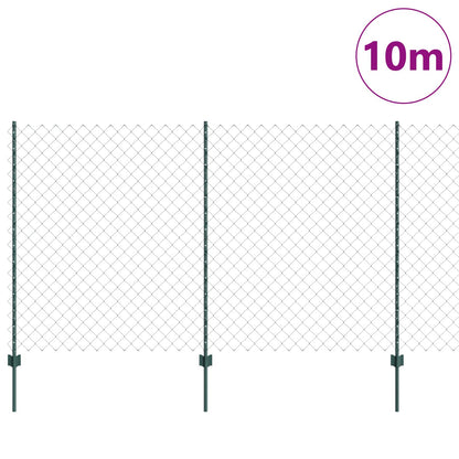 Chainlink Fence with Post 10 x 1.4 m PVC-Coated Steel Green