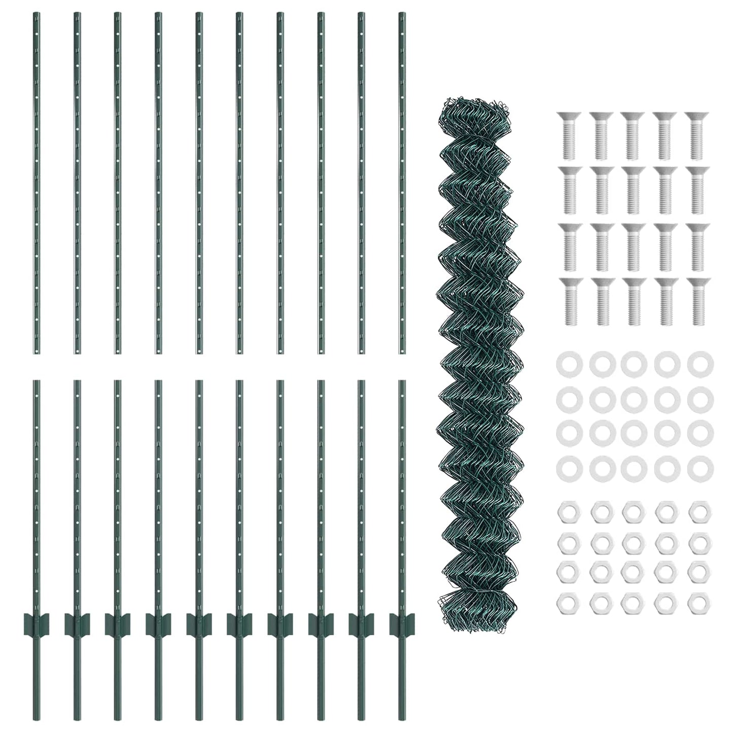 Chainlink Fence with Post 10 x 1.6 m PVC-Coated Steel Green