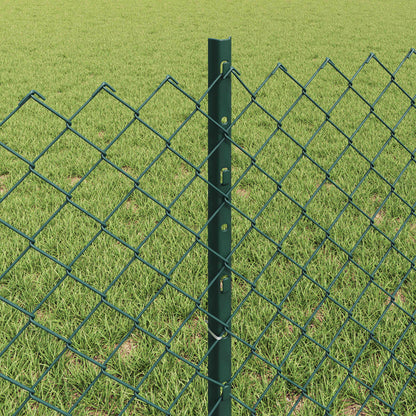 Chainlink Fence with Post 25 x 0.6 m PVC-Coated Steel Green