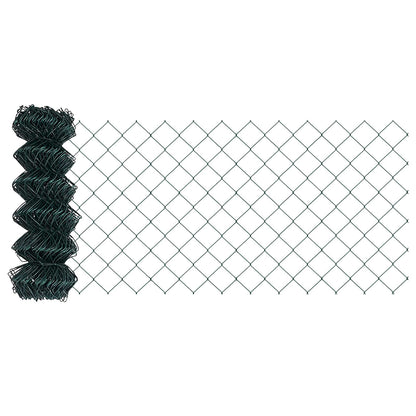 Chainlink Fence with Post 25 x 0.6 m PVC-Coated Steel Green
