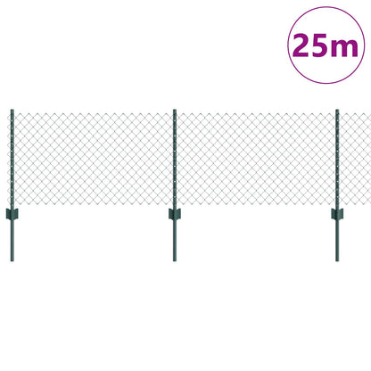 Chainlink Fence with Post 25 x 0.6 m PVC-Coated Steel Green