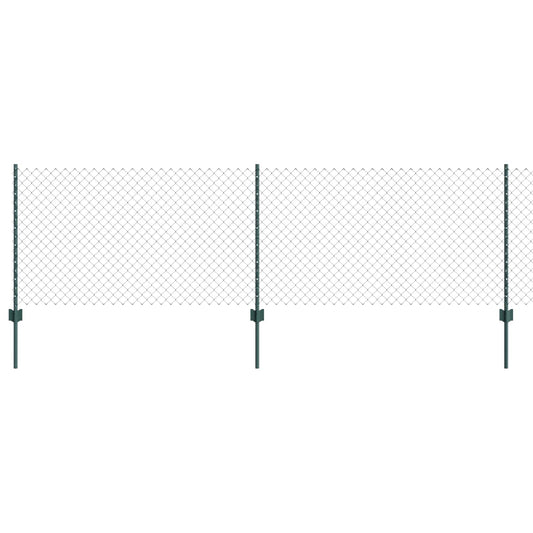 Chainlink Fence with Post 25 x 0.8 m PVC-Coated Steel Green