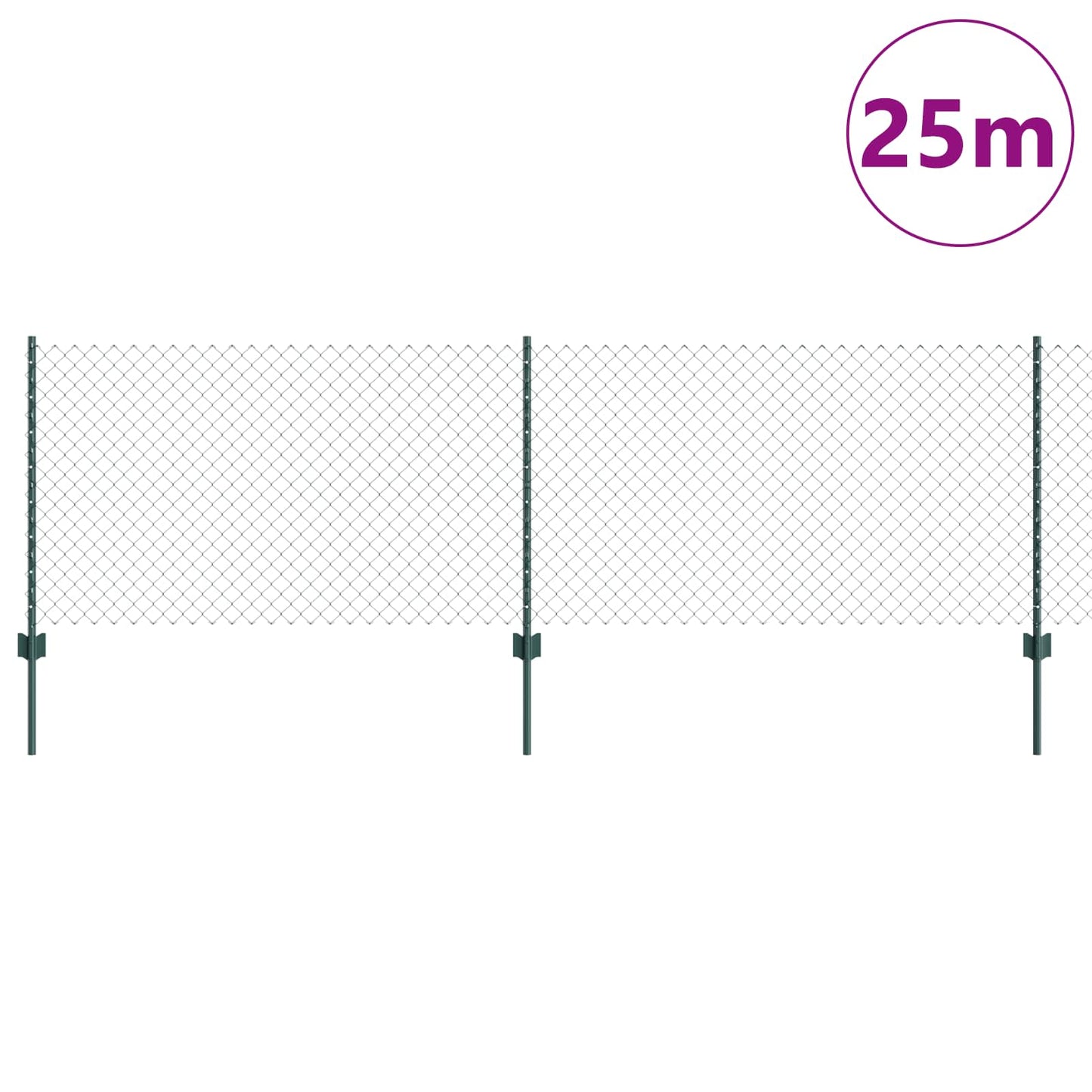 Chainlink Fence with Post 25 x 0.8 m PVC-Coated Steel Green