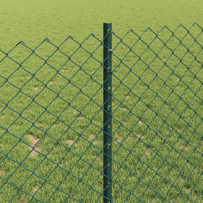 Chainlink Fence with Post 25 x 1 m PVC-Coated Steel Green Mesh