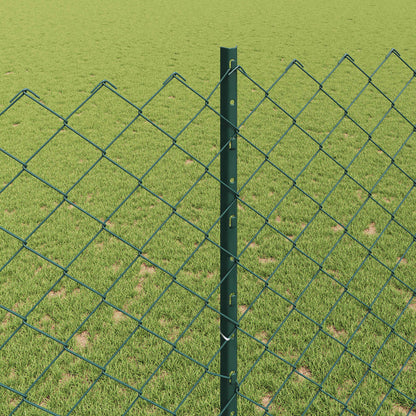 Chainlink Fence with Post 25 x 1.6 m PVC-Coated Steel Green