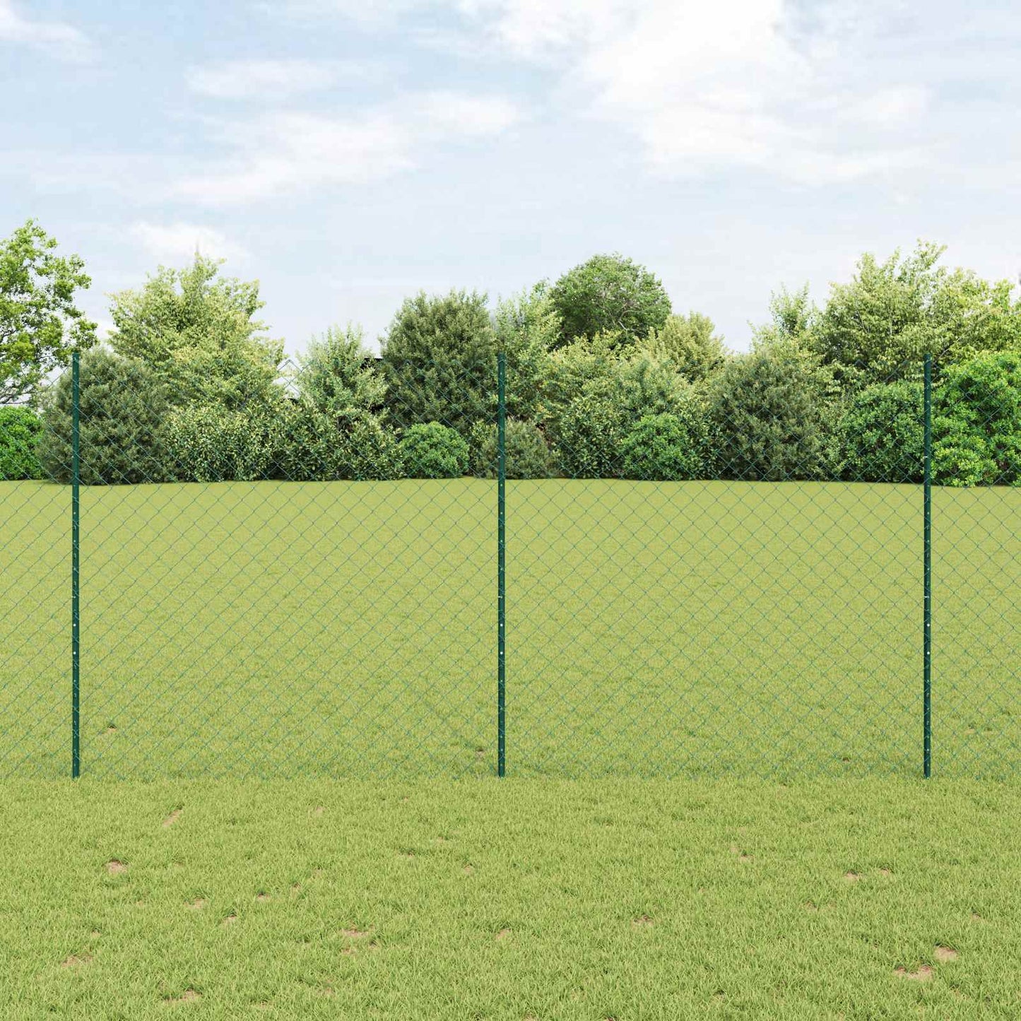 Chainlink Fence with Post 25 x 1.6 m PVC-Coated Steel Green