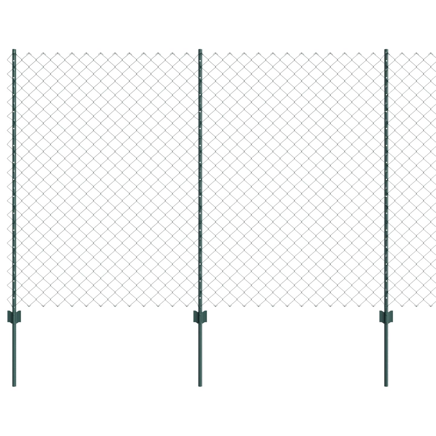 Chainlink Fence with Post 25 x 1.6 m PVC-Coated Steel Green