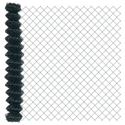 Chainlink Fence with Post 25 x 1.6 m PVC-Coated Steel Green
