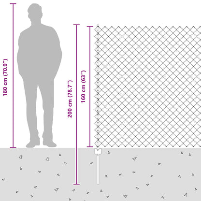 Chainlink Fence with Post 25 x 1.6 m PVC-Coated Steel Green