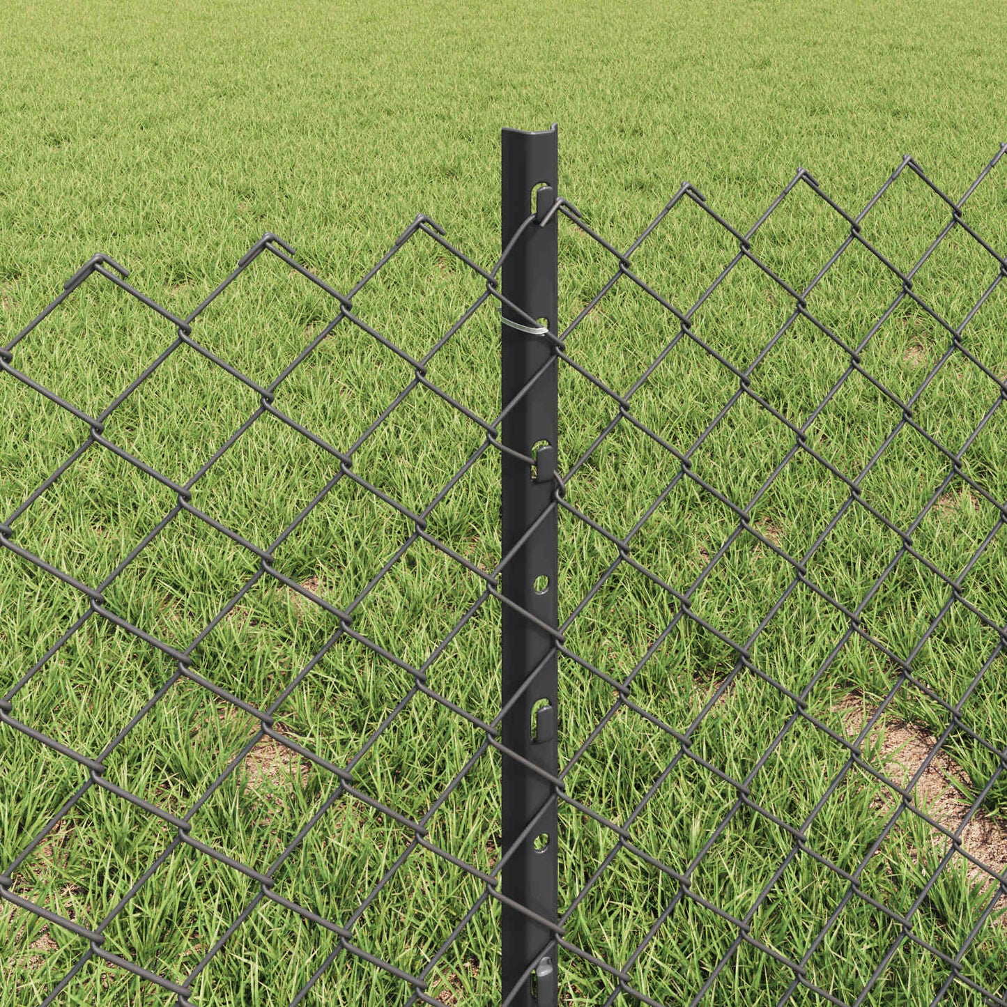 Chainlink Fence with Post 10 x 0.4 m PVC-Coated Steel Grey Mesh
