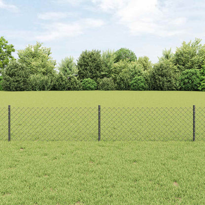 Chainlink Fence with Post 10 x 0.4 m PVC-Coated Steel Grey Mesh