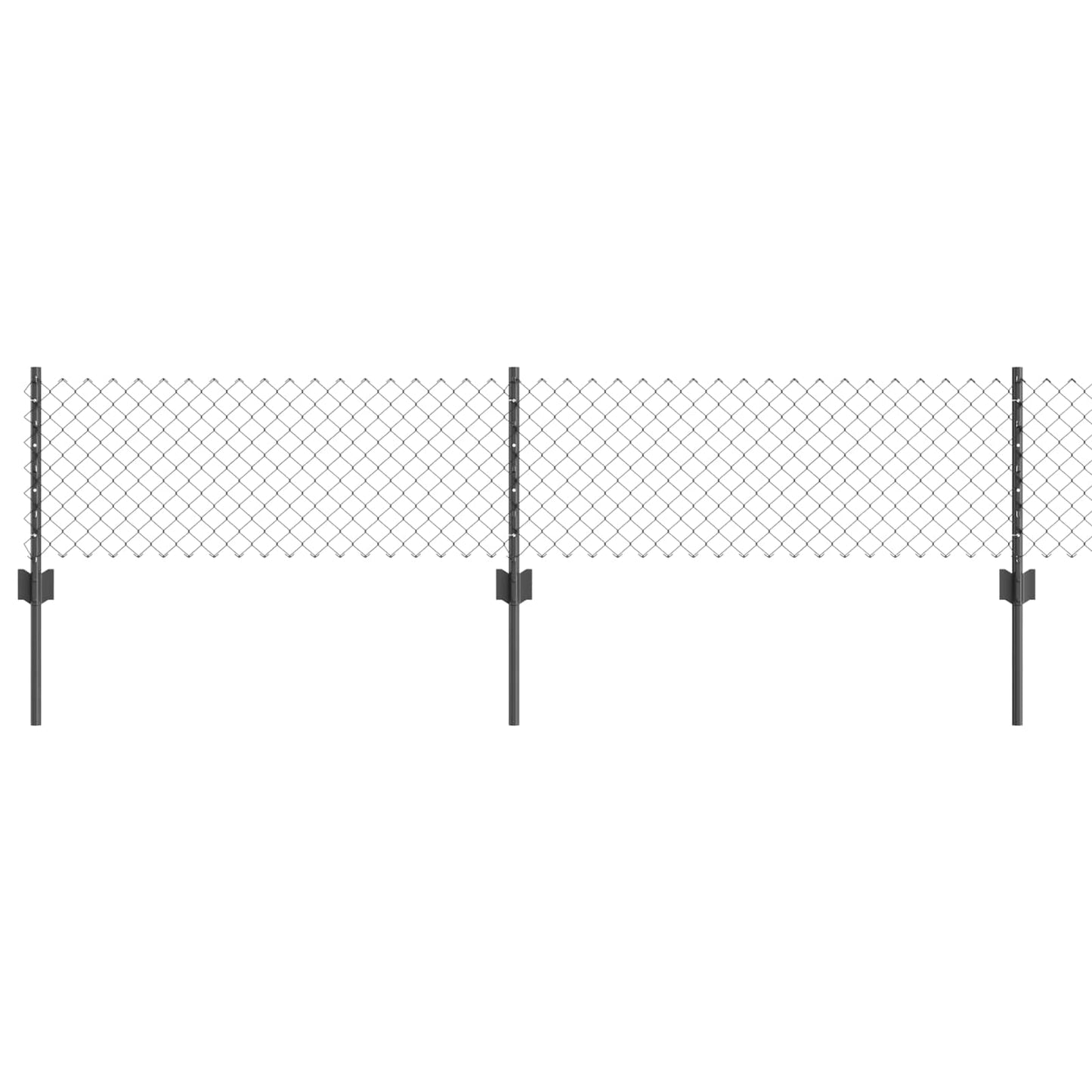 Chainlink Fence with Post 10 x 0.4 m PVC-Coated Steel Grey Mesh