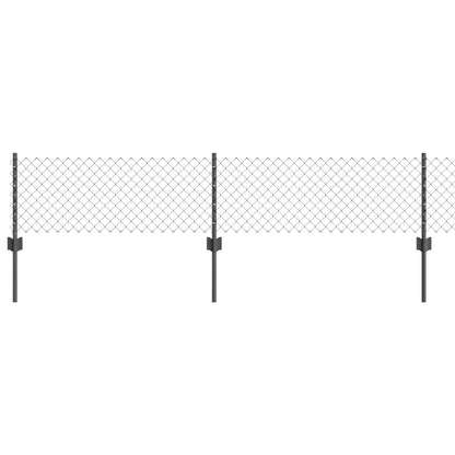 Chainlink Fence with Post 10 x 0.4 m PVC-Coated Steel Grey Mesh