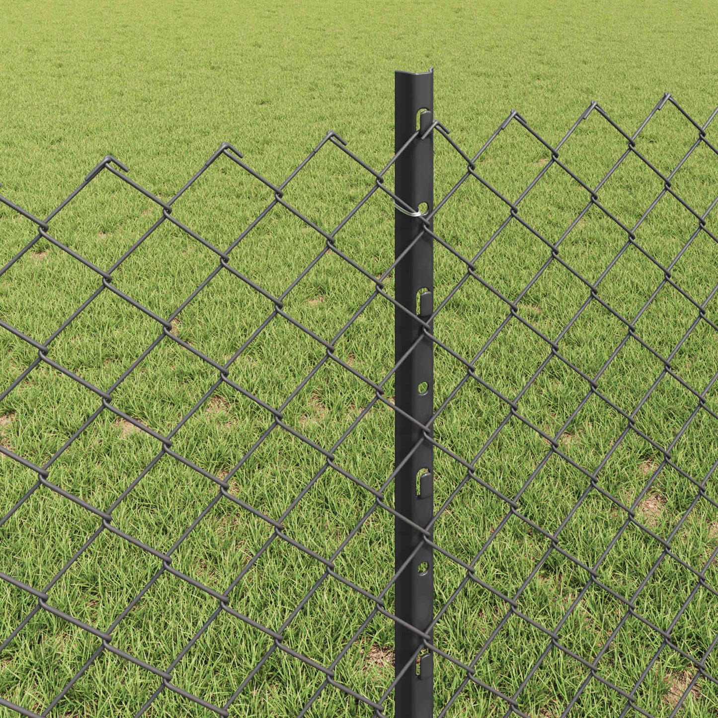 Chainlink Fence with Post 10 x 0.8 m PVC-Coated Steel Grey Mesh
