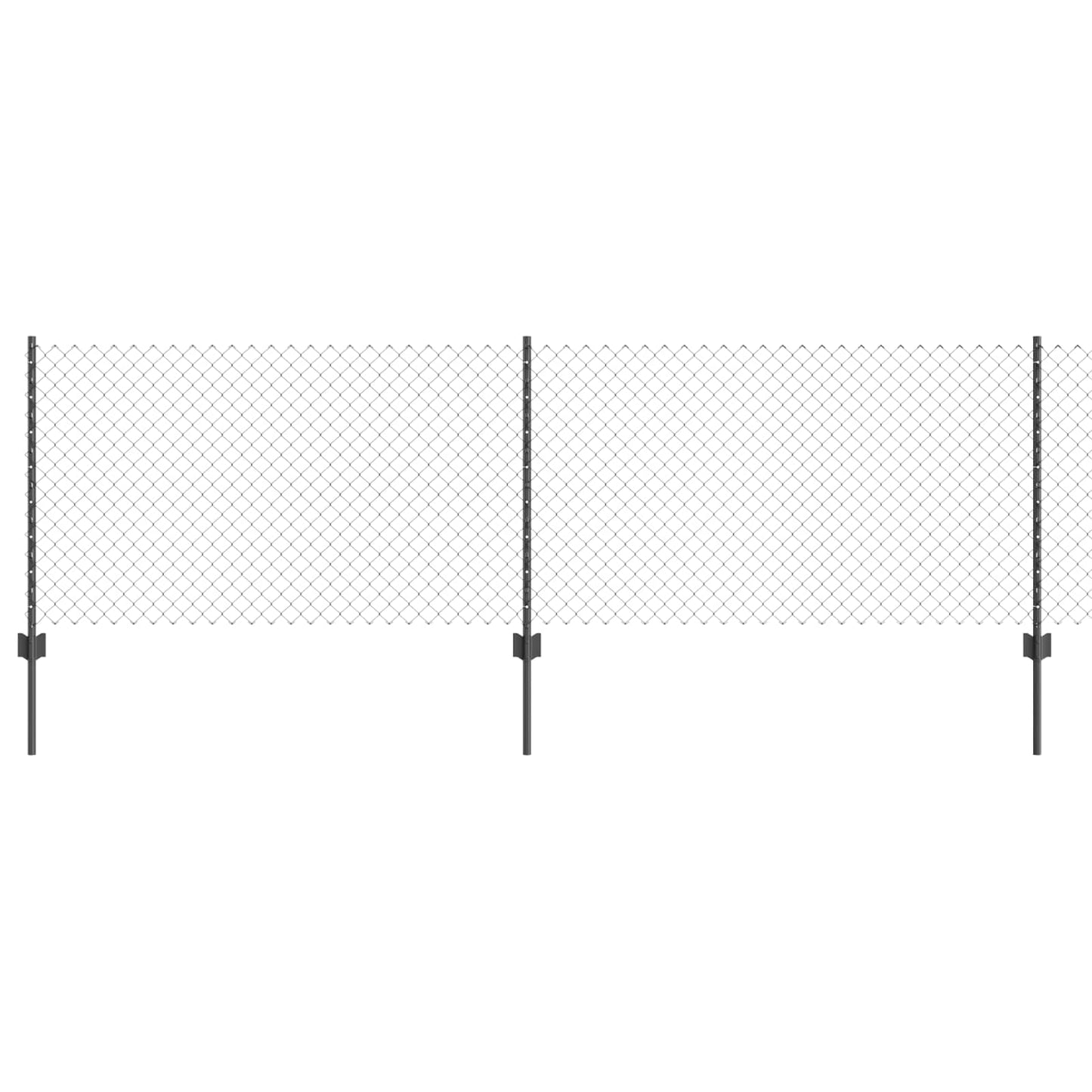 Chainlink Fence with Post 10 x 0.8 m PVC-Coated Steel Grey Mesh