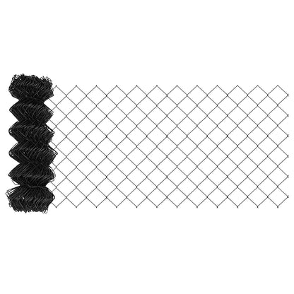 Chainlink Fence with Post 10 x 0.8 m PVC-Coated Steel Grey Mesh