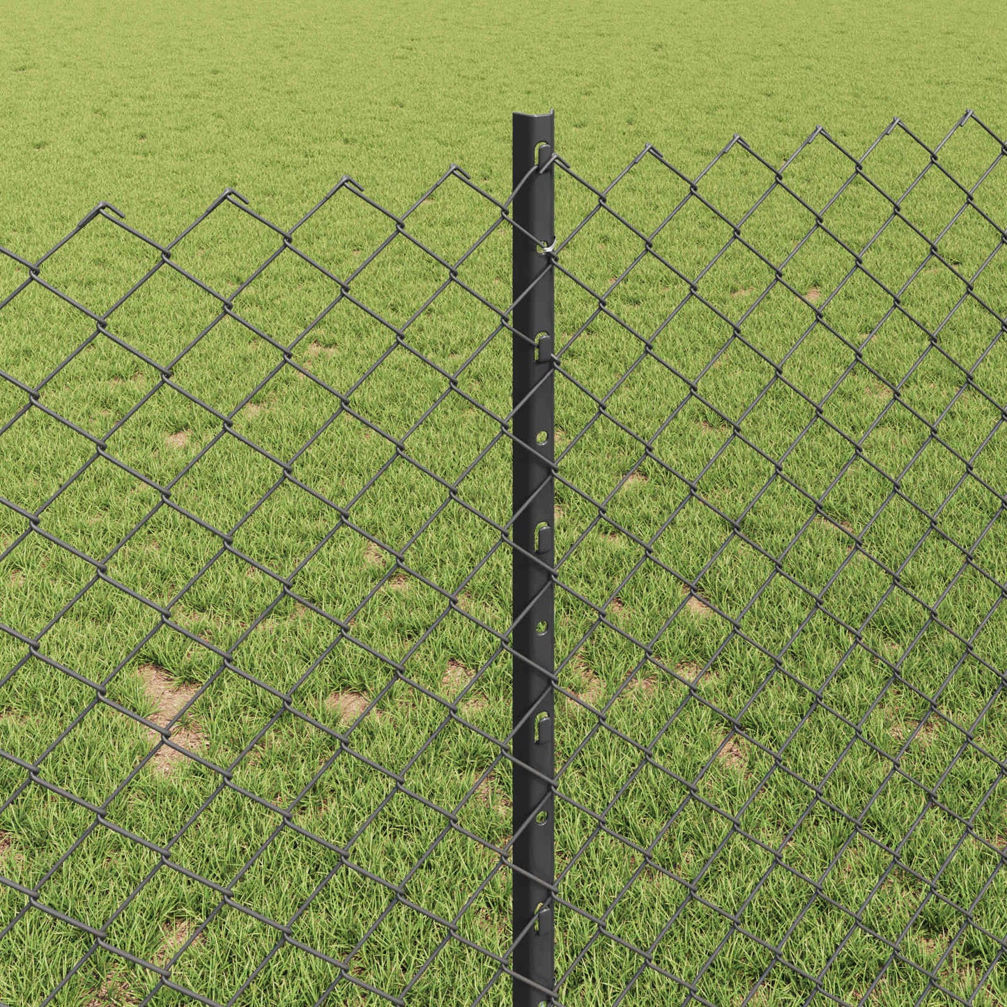 Chainlink Fence with Post 10 x 1 m PVC-Coated Steel Grey Mesh