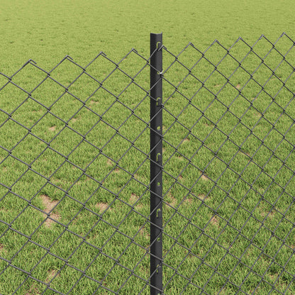 Chainlink Fence with Post 10 x 1 m PVC-Coated Steel Grey Mesh