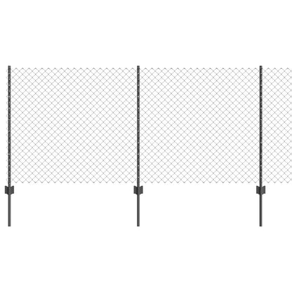 Chainlink Fence with Post 10 x 1 m PVC-Coated Steel Grey Mesh