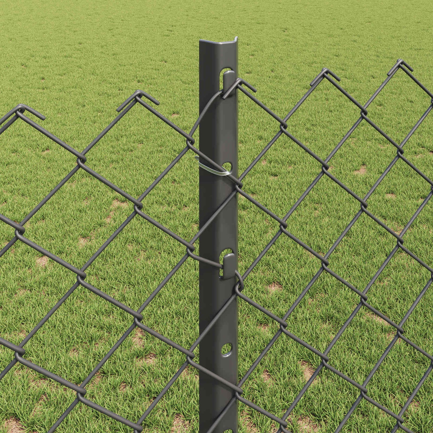 Chainlink Fence with Post 10 x 1.2 m PVC-Coated Steel Grey Mesh