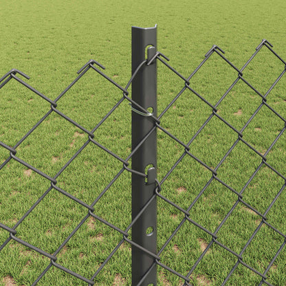 Chainlink Fence with Post 10 x 1.2 m PVC-Coated Steel Grey Mesh