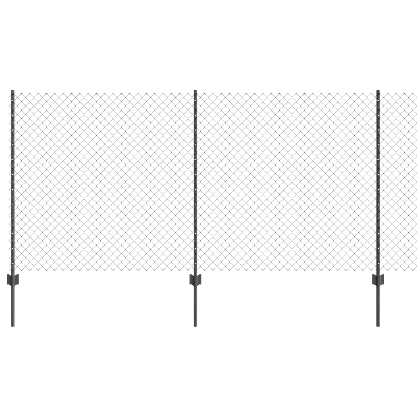 Chainlink Fence with Post 10 x 1.2 m PVC-Coated Steel Grey Mesh
