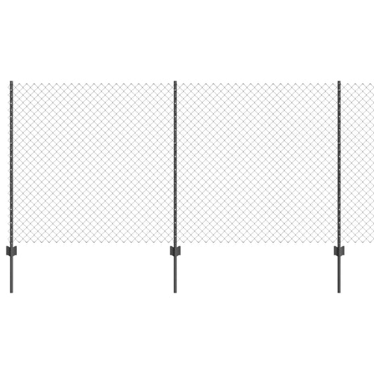 Chainlink Fence with Post 10 x 1.2 m PVC-Coated Steel Grey Mesh